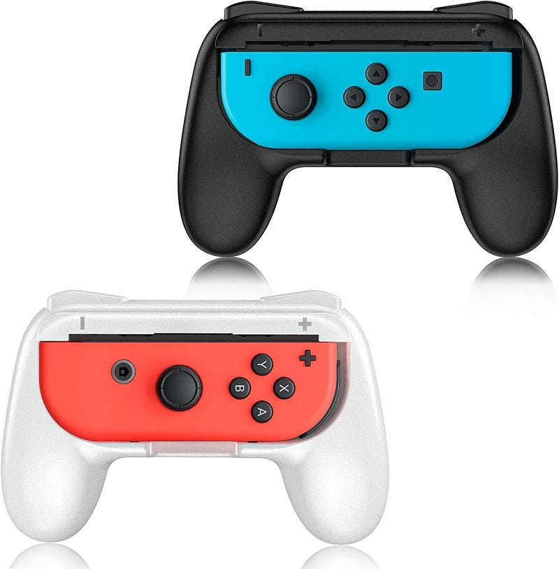 IRIDESCENT Controller Grip for Nintendo Switch Joy-Con, Wear-resistant Handheld Joystick Remote Handle Compatible with Switch, 2 Pack (White+Black) - Image 1